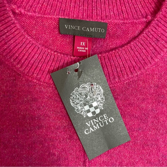 NWT New Vince Camuto Pink Center Seam Crewneck Sweater Size 1X - Picture 7 of 12